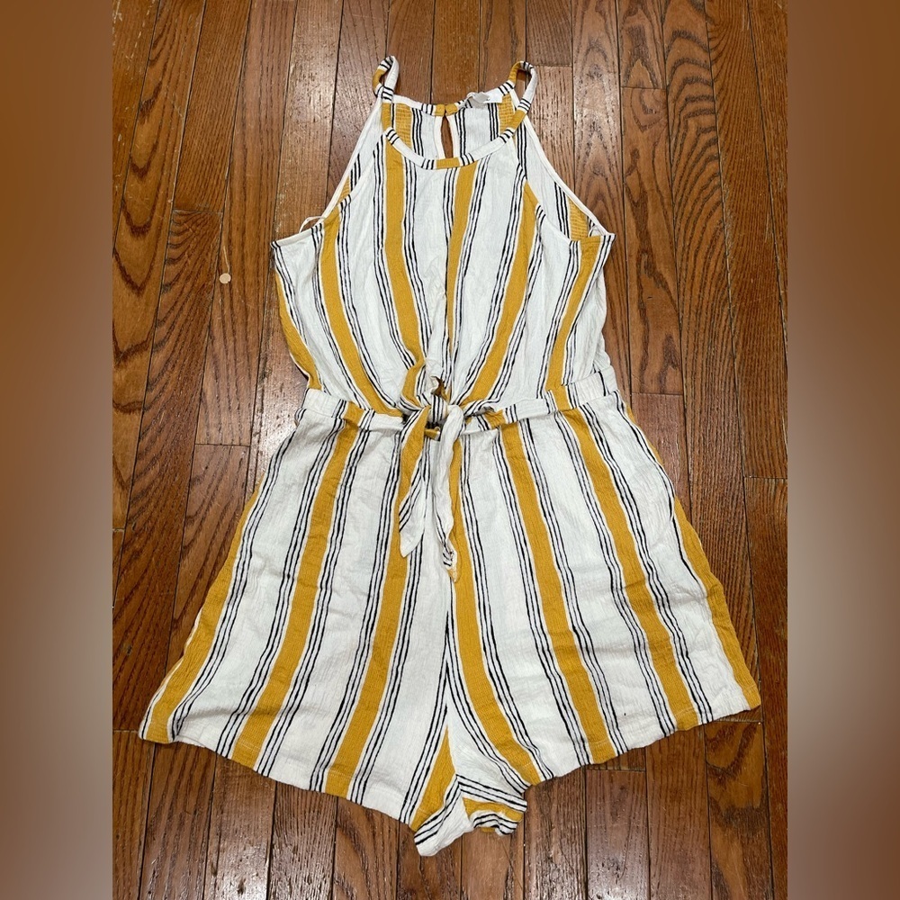 Love Tree Mustard and White Striped Top